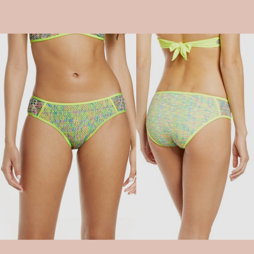 NEW $58 Becca [ Small ] Crochet Reveal Hipster‎ Bikini Bottoms in Green 7148
